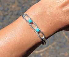 Navajo Cuff Bracelet Authentic Native American Kingman Turquoise Jewelry sz 6.25 picture