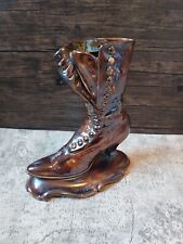Vintage Ceramic Victorian Brown Boot / Shoe Vase / Planter 11
