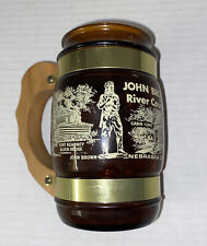 Vintage John Brown’s Cave Nebraska Wood Handle Glass Mug River Country Otoe picture