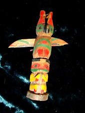 Small Vintage Native American Colorful Wooden Totem Pole picture