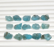 Amazing Sky Blue Color Apatite Rough 15 Pcs 12-15 mm Loose Gemstone For Jewelry picture