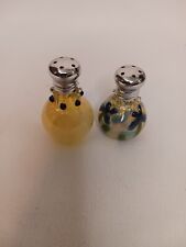 Retired Gazelle Art Glass Hand Crafted Salt & Pepper Shakers Opalescent ScrewCap picture