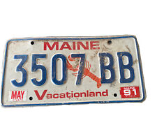 Vintage 1991 maine license plate 3507 BB  VACATIONLAND picture