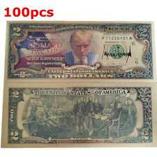 100pcs 2024 Donald Trump $2 Novelty Gold Foil Dollar Bill Trump Never Surrender picture