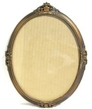 Vintage Antique Decorative Gold Gesso Wood Oval Picture Frame w/ Glass Art Deco picture