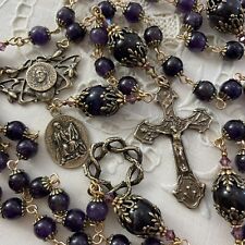 Lenten Rosary Amethyst Solid Bronze Tools of the Crucifixion Ecce Homo Holy Robe picture