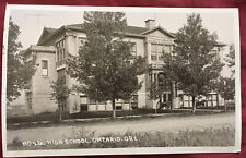 Ontario Oregon RPPC Real Photo Postcard High School Cannons Trees Used picture