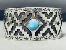 SUPER INTRICATE NAVAJO TURQUOISE STERLING SILVER BRACELET picture