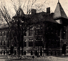 1908 Rushville, Il. Postcard Victorian Architecture Street View Webster School picture