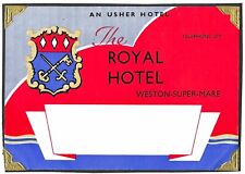 Vintage The Royal Hotel Weston Super Mare Mounted Luggage Baggage Label picture