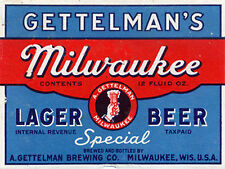 GETTELMAN'S BREWING MILWAUKEE LAGER BEER T SHIRT WI SIZES SMALL-XXXLARGE (F) picture