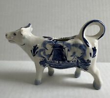 Vintage Delft Blue & White Hand Painted Porcelain Floral Cow Creamer Holland picture