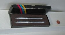 Vintage Paper Mate Double Heart Brushed Chrome Pen And Pencil Set picture