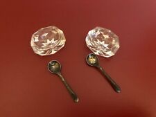 2 Crystal Open Salt Cellars with EPNS Spoons picture