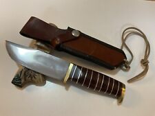 Vtg Elmer Keith Knife with Sheath-stacked leather handle- 9 3/4” Overall -Japan picture