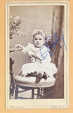 Vintage 1876 CDV Photo Seated Young Girl Toy Dog -WASHINGTON, D.C. - JULIUS ULKE picture