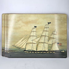 4 Vintage PIMPERNEL David Carter Brown tall sailing ships sailboat placemats picture