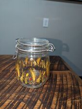 Vintage ARC France Glass Canister Jar Golden Wheat Rubber 3/4 LITER  picture