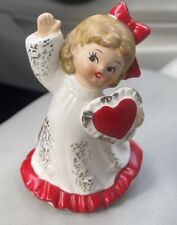 Vintage Lefton Valentine Girl 376 Heart Figurine Porcelain 4