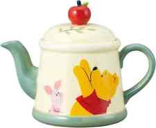 Disney Japan Winnie The Pooh Apple Sculpted Ceramic Tea Pot Lid Gift Box NEW picture