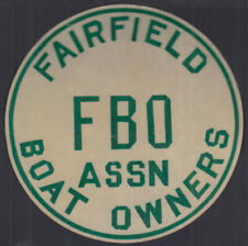 Fairfield Boat Owners Association FBO reflectinve sticker sign c 1960s CT picture