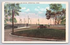 Postcard Entrance To New North End Bridge Springfield Massachusetts picture