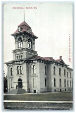 1910 High School Exterior Building Waupun Wisconsin WI Vintage Antique Postcard picture