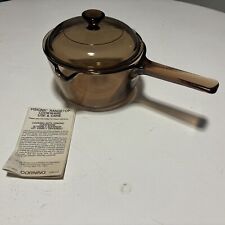 Vintage VISION Corning Ware Amber 1.5L Sauce Pot Pan w/ Pour Spout & Pyrex Lid picture