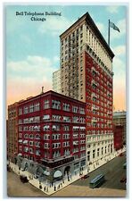 c1910's Bell Telephone Building Classic Cars Entrance Chicago Illinois Postcard picture