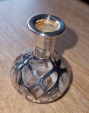 Vintage Clear Glass Scent Bottle With Silver Metal Decor - No Stopper picture