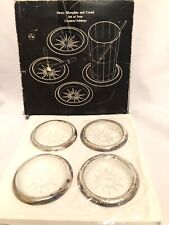 Vintage Godinger Silver Art Co #1578 Silver-plated Crystal Coaster Set Boxed picture