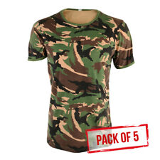 Original Dutch Army Woodland Camo T-Shirt - PACK OF 5 Cotton Surplus picture