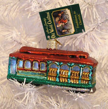 2007 - CABLE CAR - OLD WORLD CHRISTMAS - BLOWN GLASS ORNAMENT NEW W/TAG picture