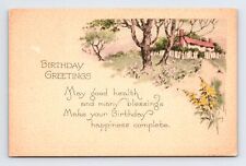 DB Postcard Birthday Greetings Blessings Country Home Gibson Art Co Lines picture