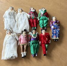 Vintage Clay Dolls - Set Of 9 - 1930s - Stamped Mexico picture