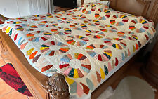 VINTAGE ANTIQUE QUILT 80X84 KING SIZE HAND MADE HAND QUILTED BEAUTIFUL BLANKET picture