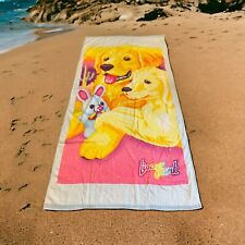 Vintage Lisa Frank 90’s Bath Beach Towel Casey & Caymus Yellow Labradors 28”x58” picture
