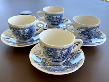 Wedgwood Countryside Blue, Cup and Saucer Sets, Set of 4, Some Crazing picture