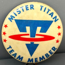 1960s The Mighty Mr Titan Team Member Mister Cartoon Promo Pinback Pin Button picture