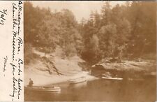 RPPC Boating on the Wisconsin River 1907 Springfield SD to Frederick Postcard W3 picture