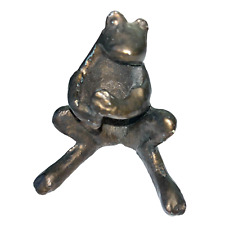 Vintage Bronze Tree Frog Hugger Figurine 4