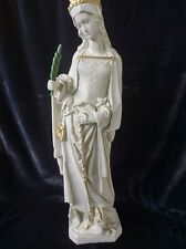 Antique XL french chalk Saint MArgaret Dragon statue figurine rare religious  picture