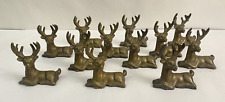 Lot 12 Vintage Small Deers Brass/Bronze Animal Sitting Statues picture