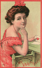 Valentine Postcard 5000. Thoughtful Girl with Envelope Will You Be My Valentine picture