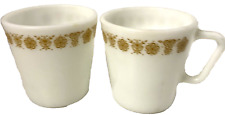 2 Vintage Butterfly Gold  Pyrex Coffee Cups Mugs D Handle picture