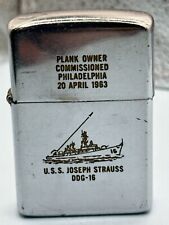 Vintage 1962 USS Joseph Strauss DDG-16 Plank Owner Chrome Zippo Lighter picture