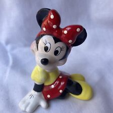 Vintage Disney Small Minnie Mouse Ceramic Sitting Figure Original Sticker AS IS picture