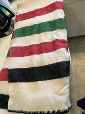 VINTAGE LL BEAN STRIPED CAMP BLANKET WOOL HUDSON BAY STYLE 78  By 68” picture