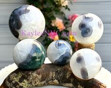 Wholesale Lot 5 Pcs Natural Moss Agate Spheres Crystal Ball 3.9 To 4 Lbs picture