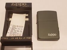 Rare 1986 Zippo Lighter Brass GREEN MATTE Mint In Box $10.50 Price Tag picture